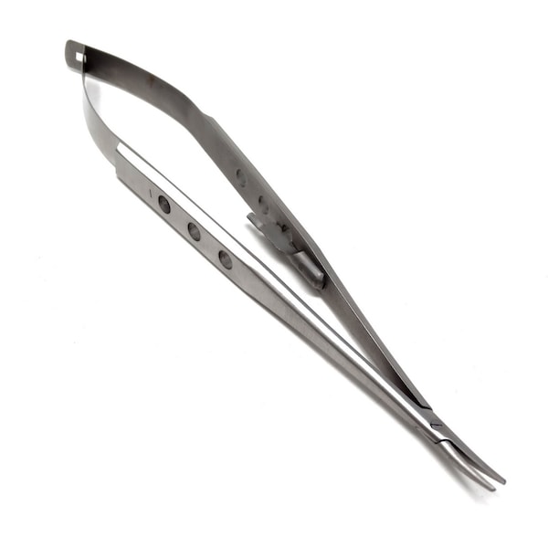 A2Z Scilab Castroviejo Needle Holder 7" Curved, Fenestrated Flat Handle A2Z-ZR594 - main